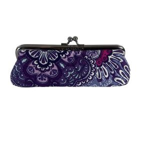 Vera Bradley Lilac Tapestry Coin Purse Glasses Case Metal Kiss-Lock Clasp
